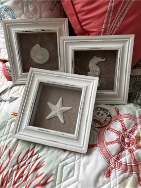 Coastal Trio Shadowbox Wall Frames in White